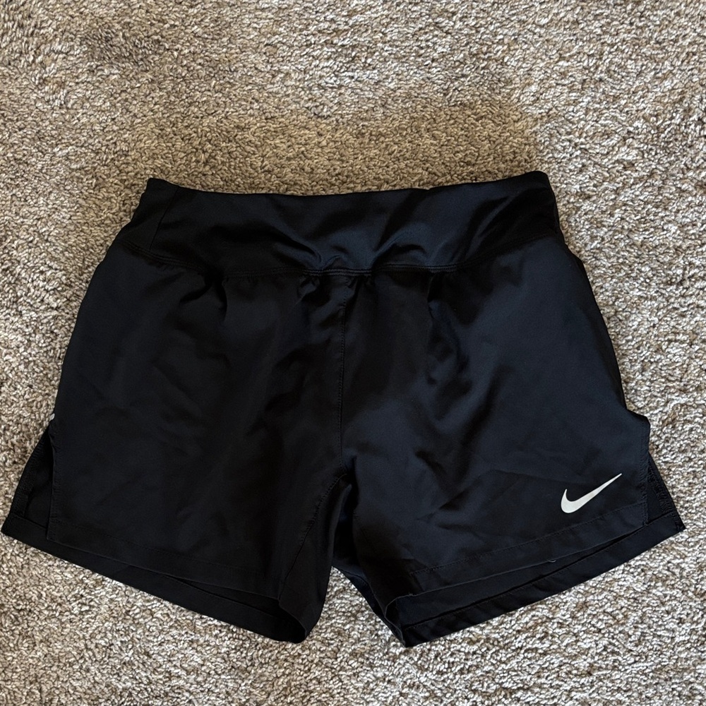 Nike Women's Black Athletic Running Shorts with White Swoosh